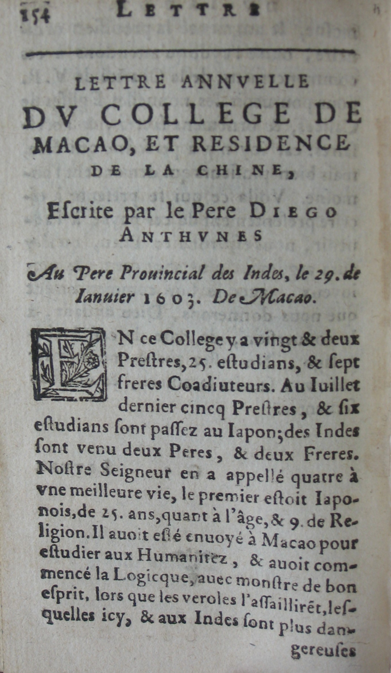 p. 154- LETTRE ANNUELLE DU COLLEGE DE MACAO, ET RESIDENCE DE LA CHINE,.JPG