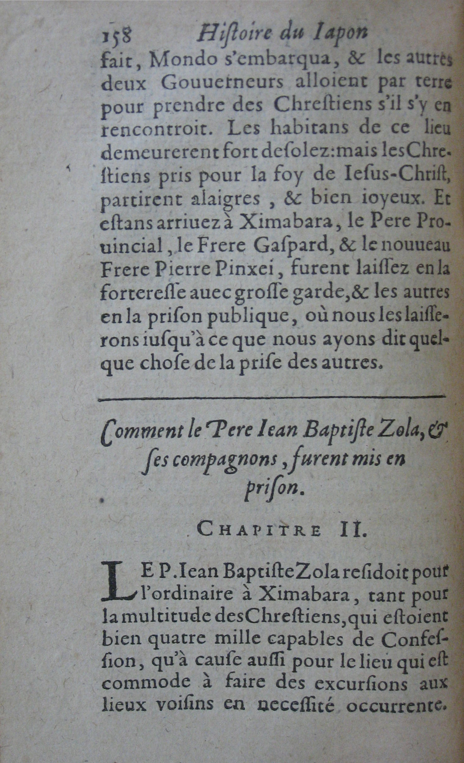 p. 158-  Comment le Pere Jean Baptiste Zola, & ses compagnons, furent mis en prison..JPG