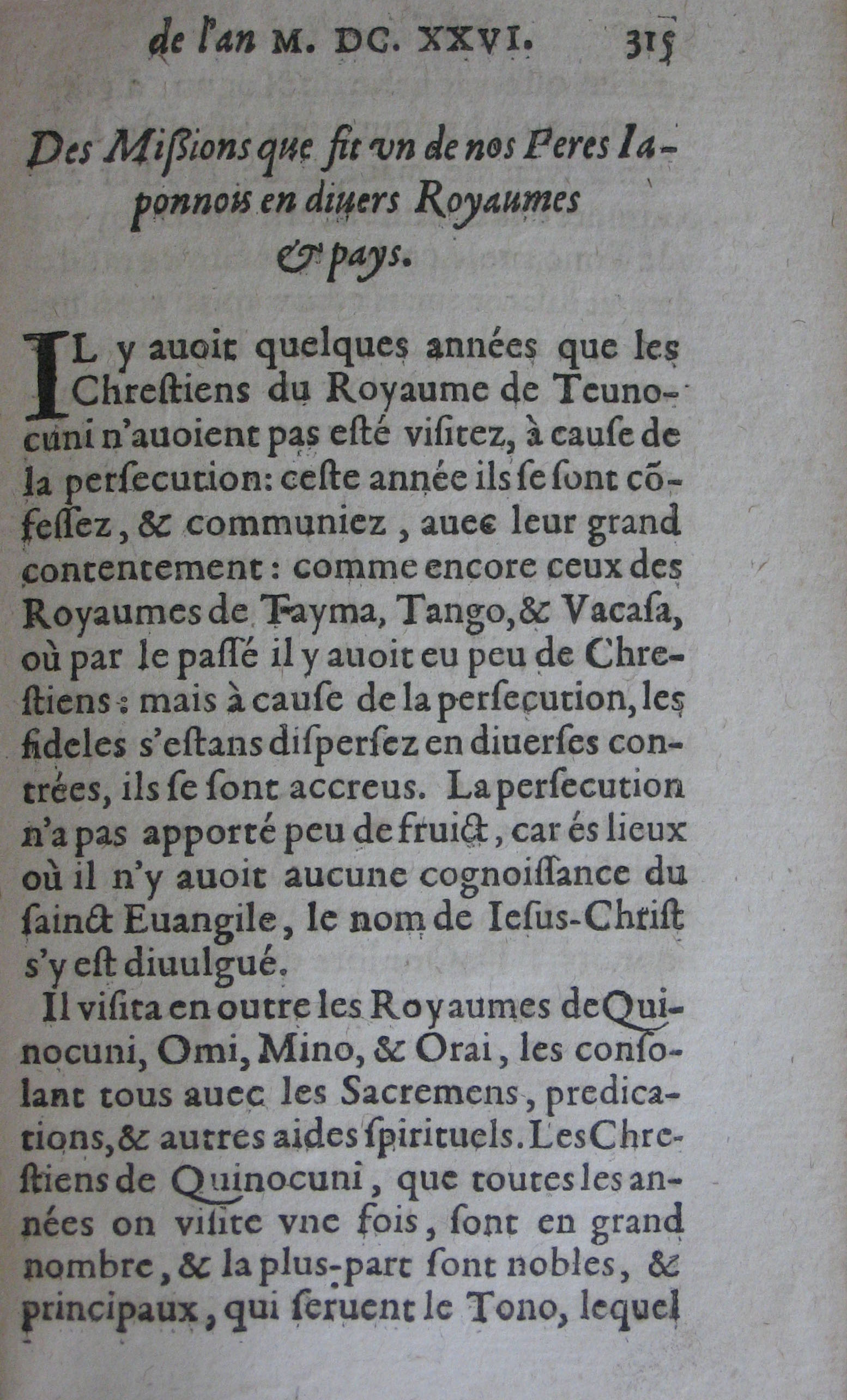 p. 315- Des Missions que fit un de nos Pere Japonnois en divers Royaumes & pays..JPG