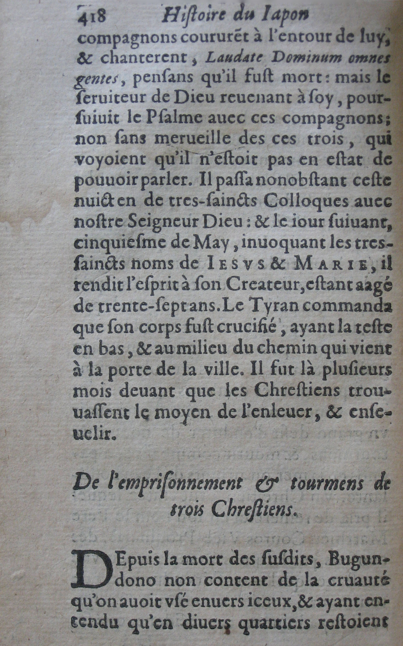 p. 418- De l'emprisonnement & tourmens de trois Chrestiens..JPG