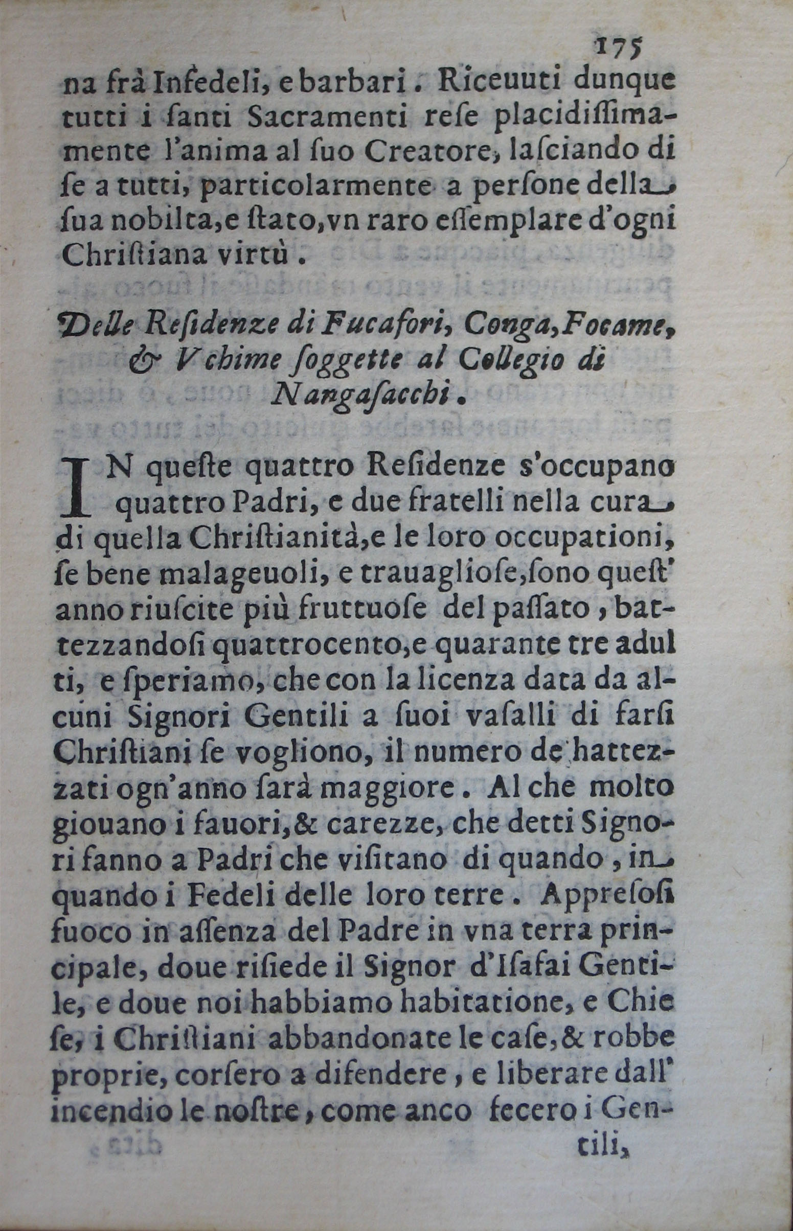 p. 175- Delle Residenze di Fucafori, Conga, Focame, & Uchime soggette al Collegio di Nangasacchi.JPG