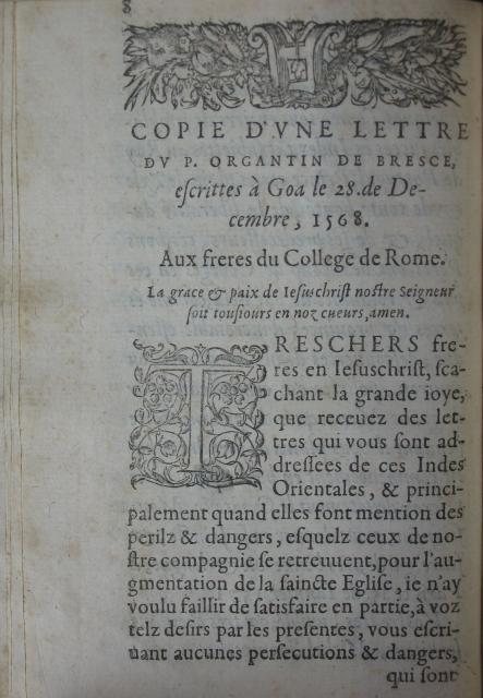 p. 8- Copie d'une lettre du P. Organtin de Bresce escrittes à Goa le 28. de Decembre, 1568.JPG