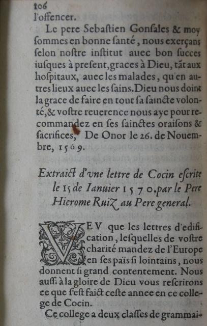 p. 106- Extraict d'une lettre escrite le 15 de Janvier 1570. par le Pere Hierome Ruiz au Pere general.JPG