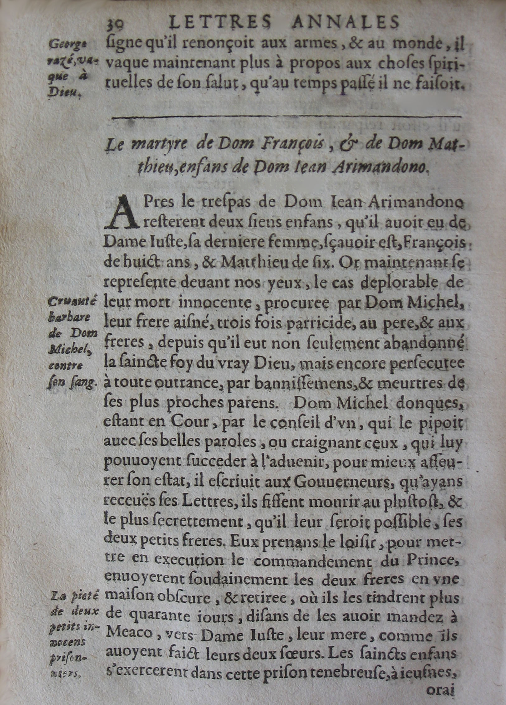 p. 30 (39)- Le martyre de Dom François, & de Dom Matthieu, enfans de Dom Jean Arimandono.JPG