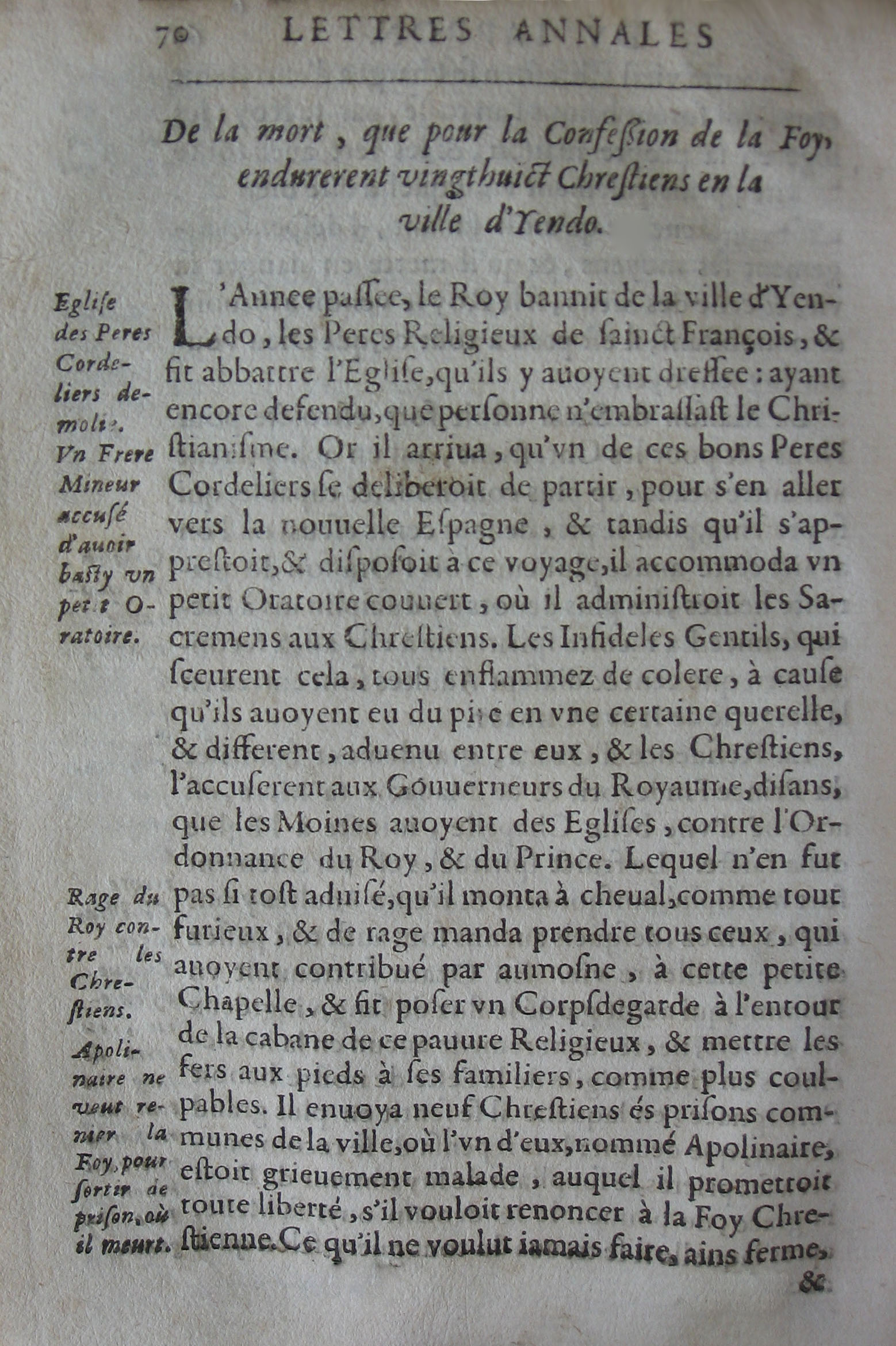 p. 70- De la mort, que pour la Confession de la Foy, endurerent vingthuict Chrestiens en la ville d'Yendo.JPG