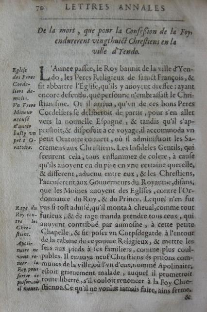 p. 70- De la mort, que pour la Confession de la Foy, endurerent vingthuict Chrestiens en la ville d'Yendo.JPG