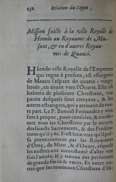 p. 232- Mission faicte à la ville Royalle de Hiendo au Royaume de Musaxi, & en d'autres Royaumes de Quantò.JPG