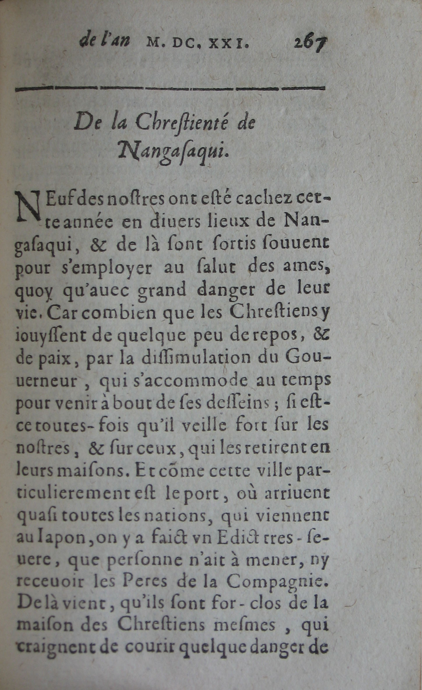 p. 267- De la Chrestienté de Nangasaqui.JPG