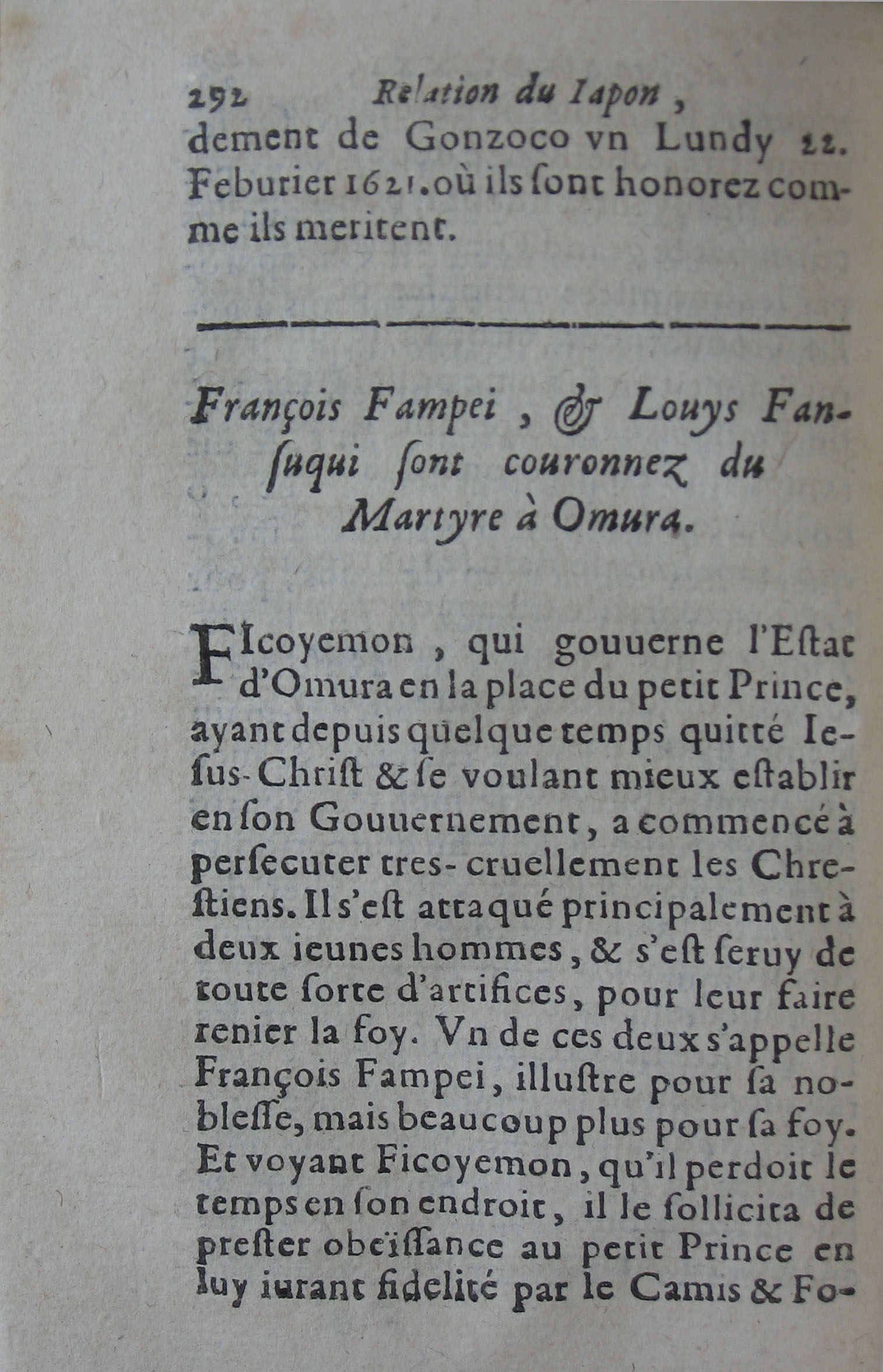 p. 292- François Fampei, & Louys Fansuqui sont couronnez du Martyre à Omura.JPG