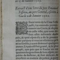 p. 42- Extraict d'une lettre du pere Emanuel Tesseira, au pere General, escritte à Goa le 2. de Janvier 1569..JPG